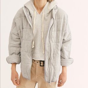 Free People Dolman Quilted Knit Jacket in Rare Heather Gray